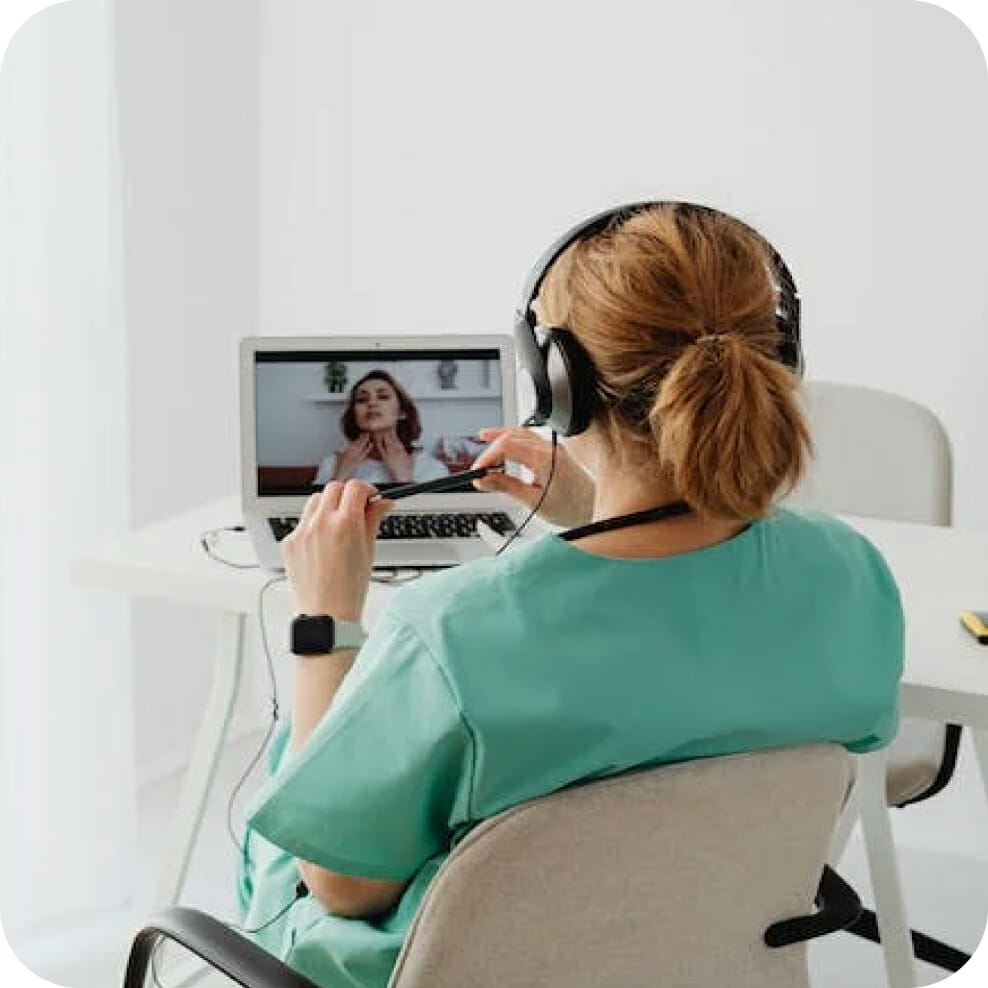 decorative image of a healthcare provider conducting a telehealth session